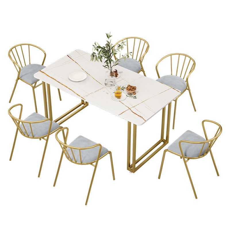 Nordic Rectangle Stone Dining Table 1/5/7 Pieces Dining Set for Dining Room Clearhalo 'Dining Room Sets' 'Dining Tables & Seating' 'dining_room_set' 'furn' 'furn_dining_room_set' 'Furniture' 'Kitchen & Dining Furniture' 6999508