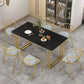 Nordic Rectangle Stone Dining Table 1/5/7 Pieces Dining Set for Dining Room 7 Pieces: Black-gold Table, 6 Chairs Clearhalo 'Dining Room Sets' 'Dining Tables & Seating' 'dining_room_set' 'furn' 'furn_dining_room_set' 'Furniture' 'Kitchen & Dining Furniture' 6999510