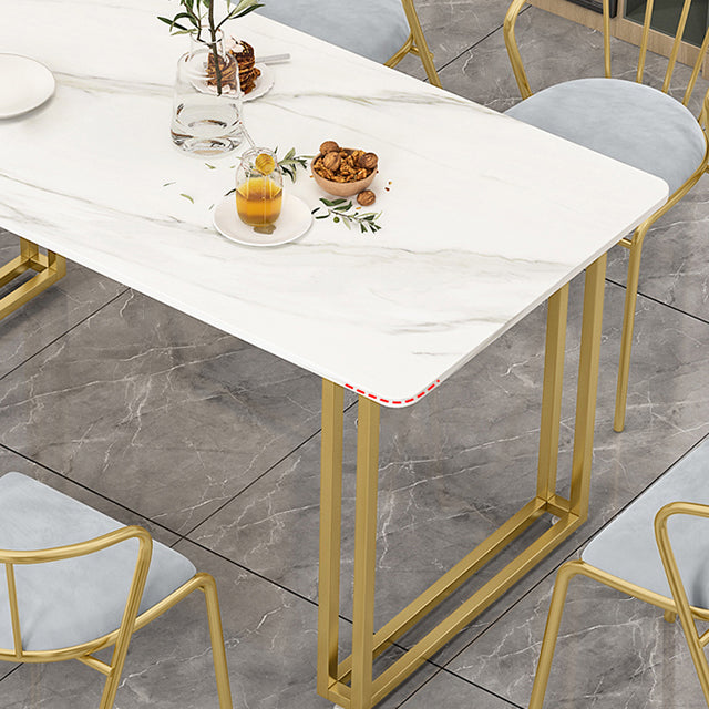Nordic Rectangle Stone Dining Table 1/5/7 Pieces Dining Set for Dining Room Clearhalo 'Dining Room Sets' 'Dining Tables & Seating' 'dining_room_set' 'furn' 'furn_dining_room_set' 'Furniture' 'Kitchen & Dining Furniture' 6999512