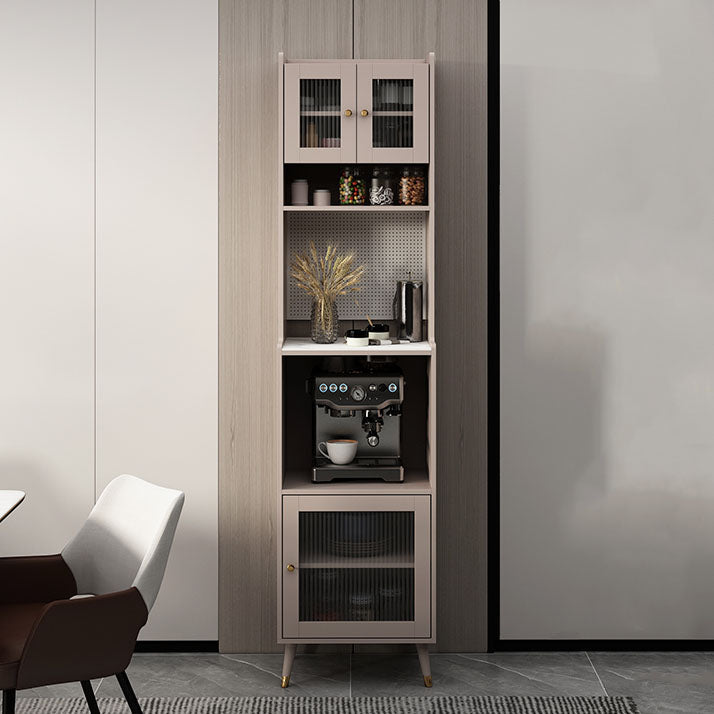 Ultra Modern Dining Hutch Faux Wood Storage Cabinet for Dining Room 20"L x 16"W x 80"H Grey Clearhalo 'Display & China Cabinets' 'display_china_cabinets' 'furn' 'furn_display_china_cabinets' 'Furniture' 'Kitchen & Dining Furniture' 6999543
