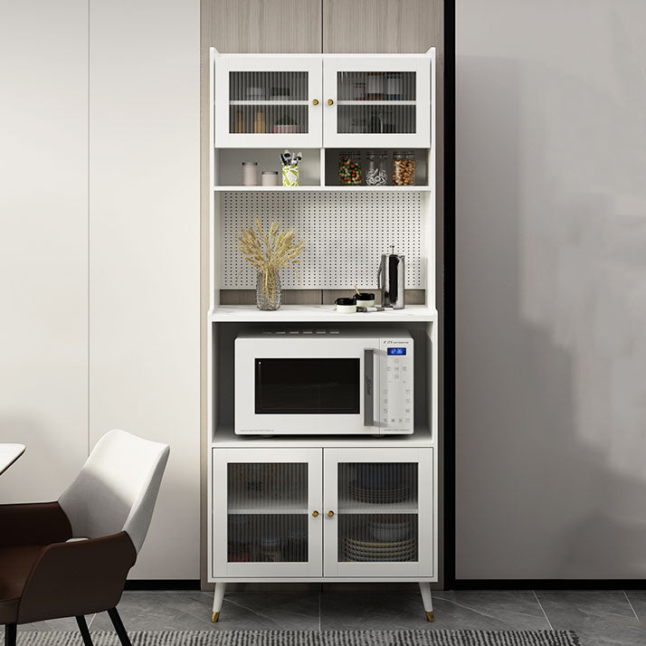 Ultra Modern Dining Hutch Faux Wood Storage Cabinet for Dining Room 31"L x 16"W x 80"H White Clearhalo 'Display & China Cabinets' 'display_china_cabinets' 'furn' 'furn_display_china_cabinets' 'Furniture' 'Kitchen & Dining Furniture' 6999545
