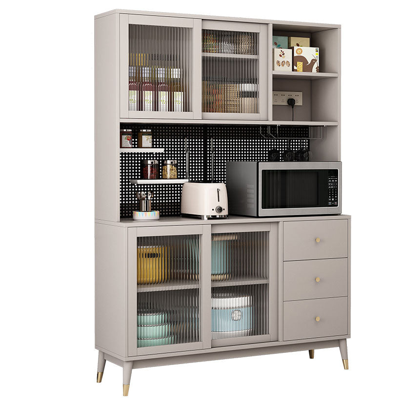 Ultra Modern Glass Doors Dining Hutch Faux Wood Storage Cabinet for Dining Room Clearhalo 'Display & China Cabinets' 'display_china_cabinets' 'furn' 'furn_display_china_cabinets' 'Furniture' 'Kitchen & Dining Furniture' 6999578