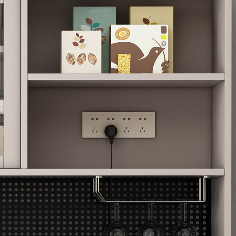 Ultra Modern Glass Doors Dining Hutch Faux Wood Storage Cabinet for Dining Room Clearhalo 'Display & China Cabinets' 'display_china_cabinets' 'furn' 'furn_display_china_cabinets' 'Furniture' 'Kitchen & Dining Furniture' 6999579