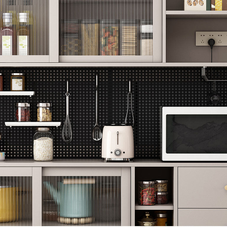 Ultra Modern Glass Doors Dining Hutch Faux Wood Storage Cabinet for Dining Room Clearhalo 'Display & China Cabinets' 'display_china_cabinets' 'furn' 'furn_display_china_cabinets' 'Furniture' 'Kitchen & Dining Furniture' 6999580