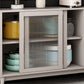 Ultra Modern Glass Doors Dining Hutch Faux Wood Storage Cabinet for Dining Room Clearhalo 'Display & China Cabinets' 'display_china_cabinets' 'furn' 'furn_display_china_cabinets' 'Furniture' 'Kitchen & Dining Furniture' 6999581