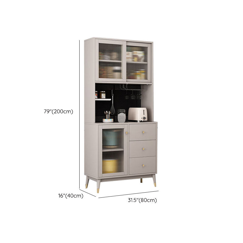 Ultra Modern Glass Doors Dining Hutch Faux Wood Storage Cabinet for Dining Room Clearhalo 'Display & China Cabinets' 'display_china_cabinets' 'furn' 'furn_display_china_cabinets' 'Furniture' 'Kitchen & Dining Furniture' 6999585
