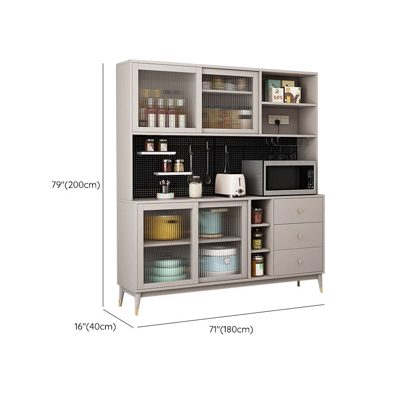 Ultra Modern Glass Doors Dining Hutch Faux Wood Storage Cabinet for Dining Room Clearhalo 'Display & China Cabinets' 'display_china_cabinets' 'furn' 'furn_display_china_cabinets' 'Furniture' 'Kitchen & Dining Furniture' 6999587