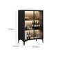 Contemporary Faux Wood Display Stand Glass Doors Storage Cabinet for Dining Room