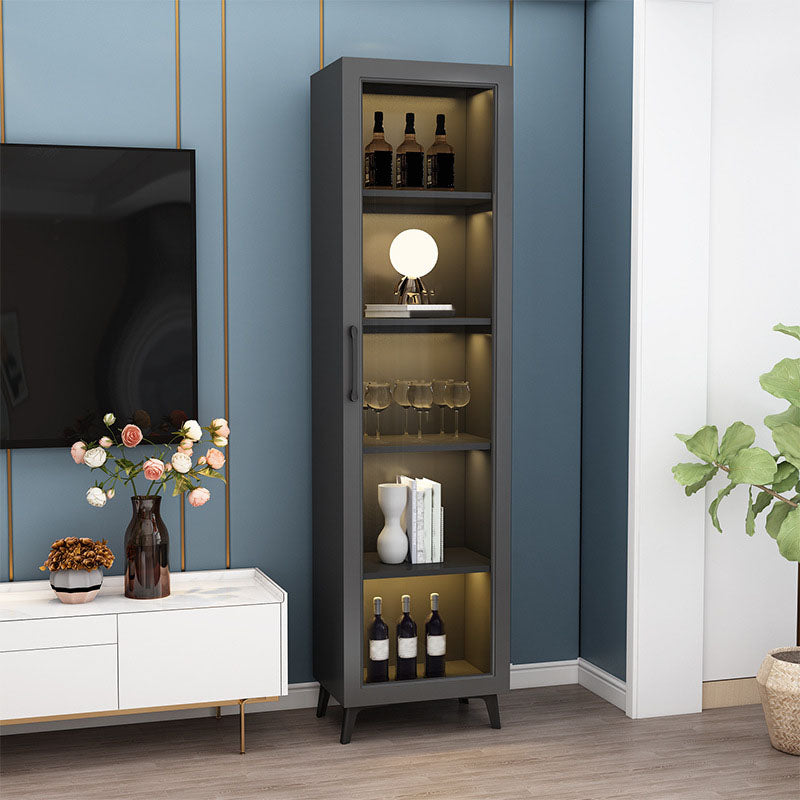 Contemporary Display Stand Faux Wood Glass Doors Storage Cabinet with Door Grey Clearhalo 'Display & China Cabinets' 'display_china_cabinets' 'furn' 'furn_display_china_cabinets' 'Furniture' 'Kitchen & Dining Furniture' 6999693