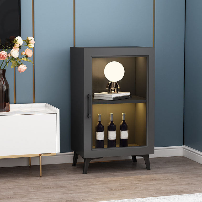 Contemporary Display Stand Faux Wood Glass Doors Storage Cabinet with Door 12"L x 16"W x 35"H Grey Clearhalo 'Display & China Cabinets' 'display_china_cabinets' 'furn' 'furn_display_china_cabinets' 'Furniture' 'Kitchen & Dining Furniture' 6999697