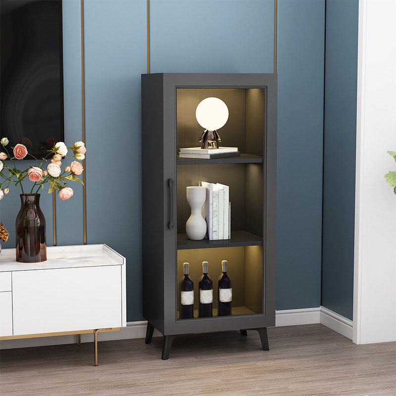 Contemporary Display Stand Faux Wood Glass Doors Storage Cabinet with Door Grey Clearhalo 'Display & China Cabinets' 'display_china_cabinets' 'furn' 'furn_display_china_cabinets' 'Furniture' 'Kitchen & Dining Furniture' 6999700