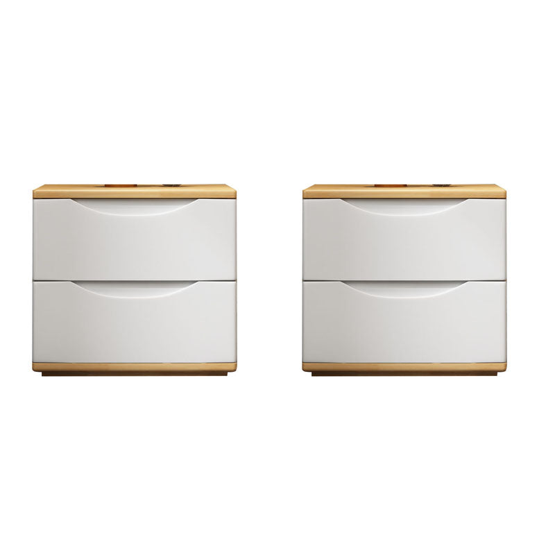 Mesa de mesa nocturna de madera contemporánea de acento de almacenamiento de la mesa con 2 cajones para el hogar