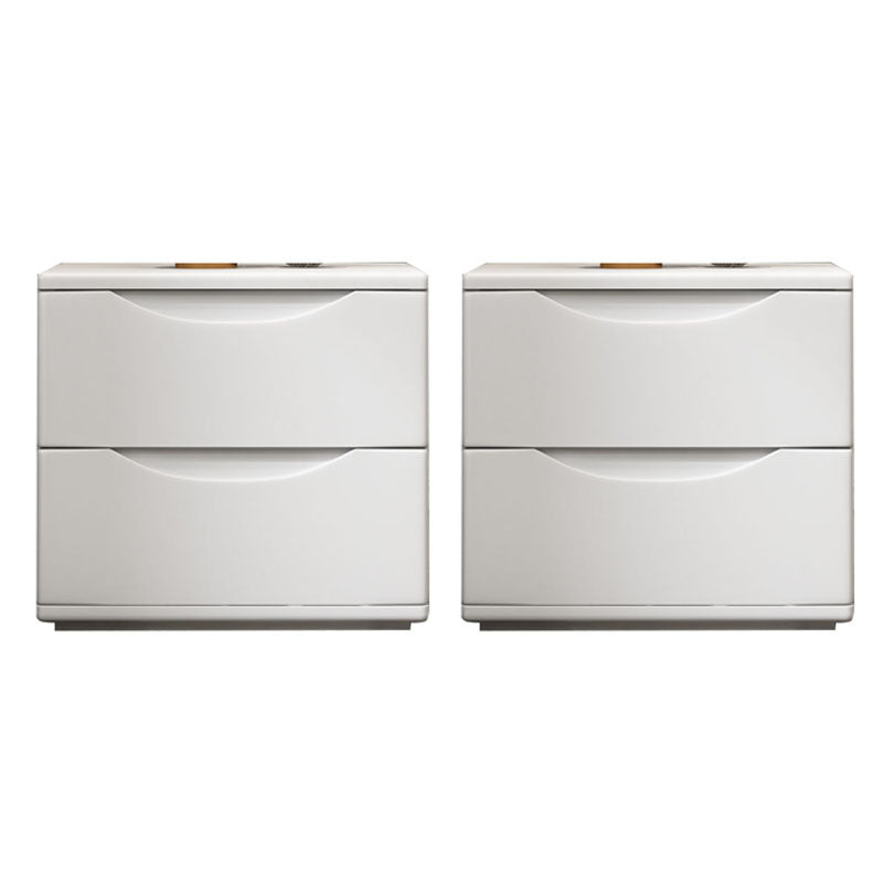 現代のウッドナイトテーブルストレージアクセントテーブルナイトスタンドは、家のための2つの引き出しがあります