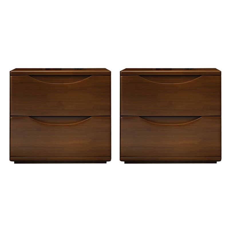 現代のウッドナイトテーブルストレージアクセントテーブルナイトスタンドは、家のための2つの引き出しがあります