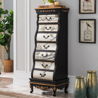 16.77 Inch Width Traditional Storage Chest Solid Wood Dresser with 7 Drawers