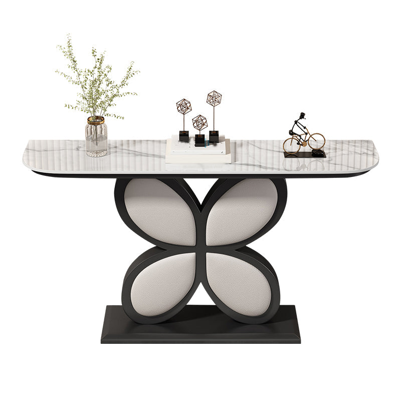 Mesa de acento de media luna Acabado antiguo Mesa de sofá de consola en piedra