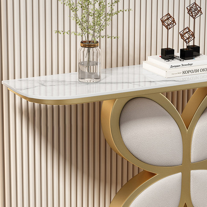 Mesa de acento de media luna Acabado antiguo Mesa de sofá de consola en piedra