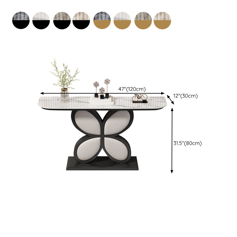 Mesa de acento de media luna Acabado antiguo Mesa de sofá de consola en piedra