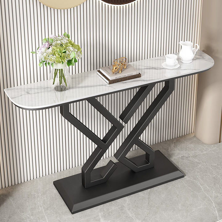 Glam Console Accent Table Antique Finish Console Table in Stone