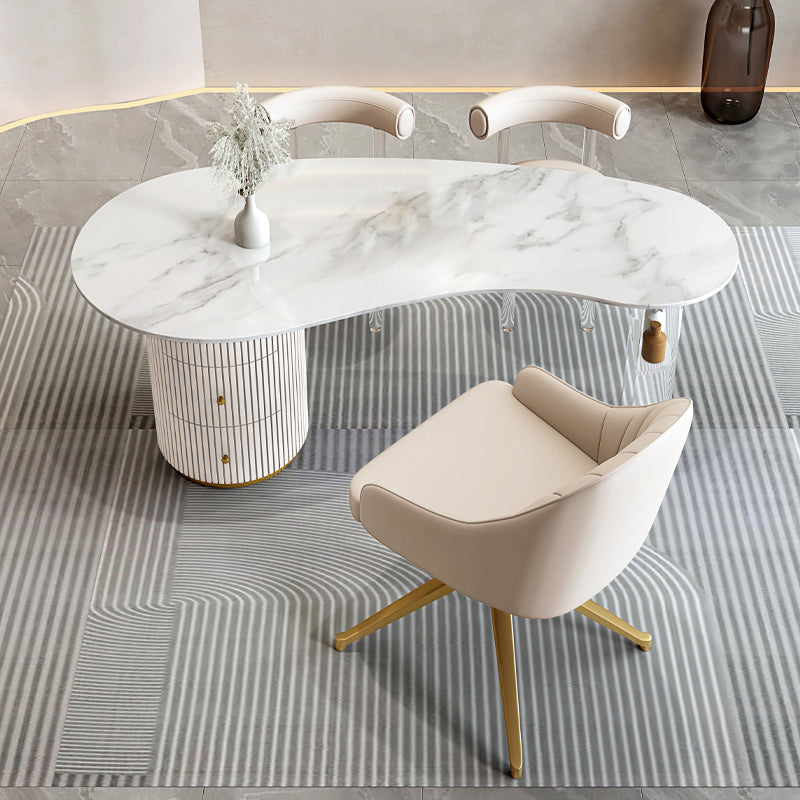 3 Schubladen Glam Office Desk Antique Finish Computer Desk mit Acrylbeinen