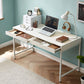 Modern Style Wood Office Desk Rectangular Shape Task Desk with 2-Legs in White/Blue