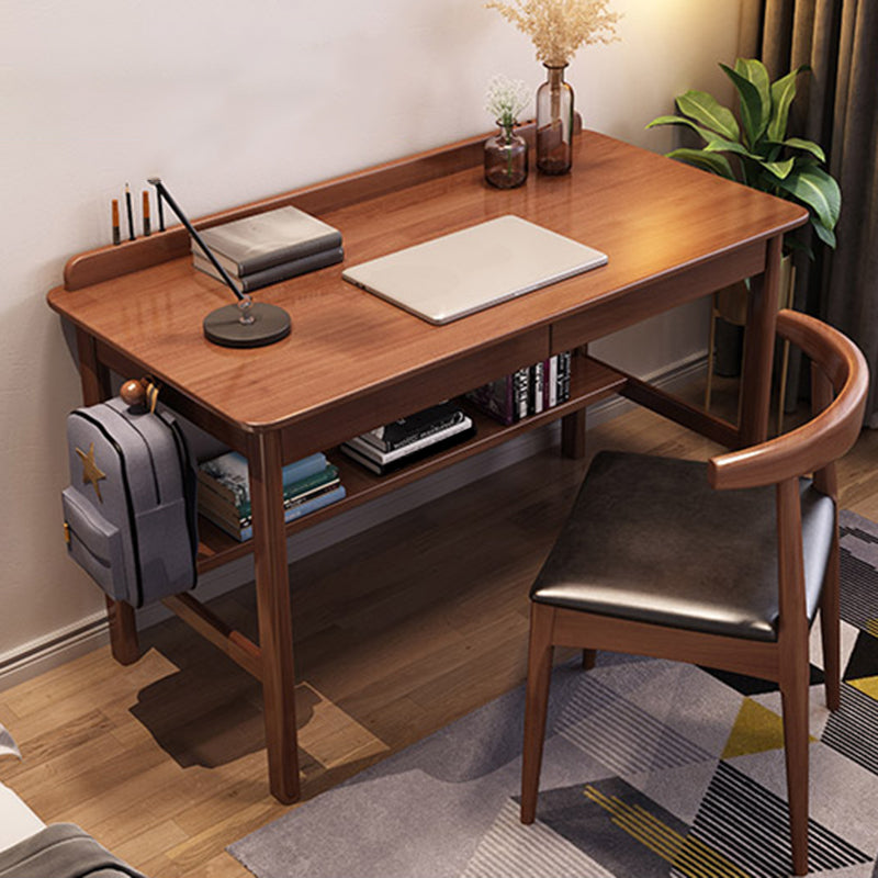 Bureau d'écriture de forme rectangulaire marron / blanc / bureau naturel avec 1/2 tiroirs