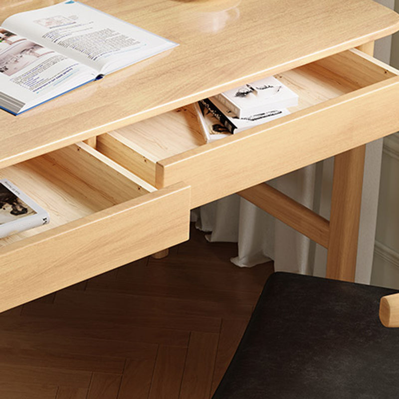 Bureau d'écriture de forme rectangulaire marron / blanc / bureau naturel avec 1/2 tiroirs