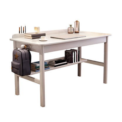 Bureau d'écriture de forme rectangulaire marron / blanc / bureau naturel avec 1/2 tiroirs