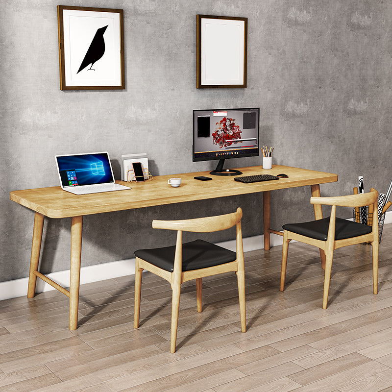 Modern Solid Wood Writing Desk 29.53" Tall Rectangle Office Desk with H-Base 78.7"L x 27.6"W x 29.5"H Clearhalo 'furn' 'furn_office_desk' 'Furniture' 'Office Desks' 'Office Furniture' 'office_desk' 7000883