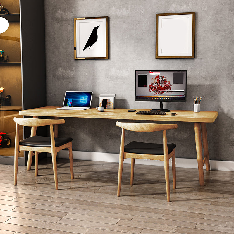 Modern Solid Wood Writing Desk 29.53" Tall Rectangle Office Desk with H-Base 87"L x 24"W x 30"H Clearhalo 'furn' 'furn_office_desk' 'Furniture' 'Office Desks' 'Office Furniture' 'office_desk' 7000884