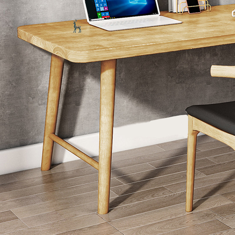 Modern Solid Wood Writing Desk 29.53" Tall Rectangle Office Desk with H-Base Clearhalo 'furn' 'furn_office_desk' 'Furniture' 'Office Desks' 'Office Furniture' 'office_desk' 7000887