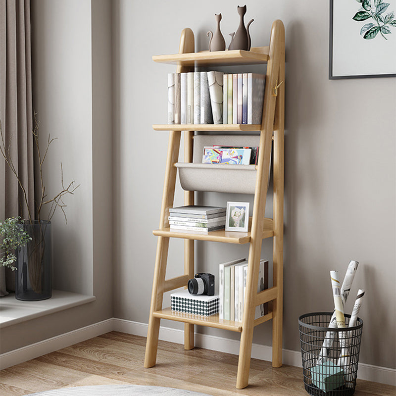 Moderne ladder boekenplank houten open back boekenkast voor studieruimte