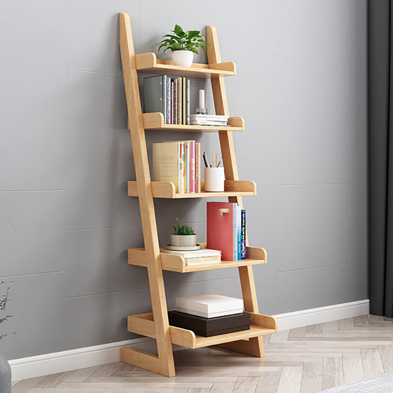 Open Back Ladder Bookshelf Wooden Bookcase with Shelves for Study Room Clearhalo 'Bookcases' 'furn' 'furn_bookcases' 'Furniture' 'Office Furniture' 7000934