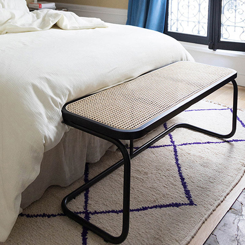 Banco di sedute ammortizzate tropicali in legno di legno e panca per la camera da letto con gambe