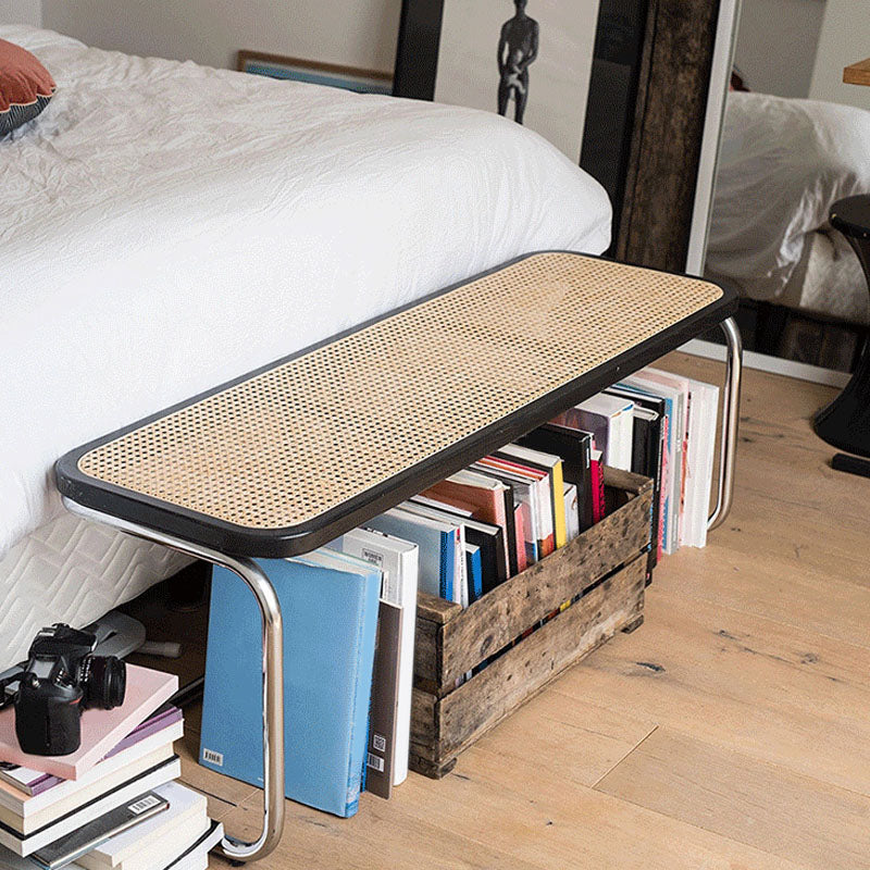 Banco di sedute ammortizzate tropicali in legno di legno e panca per la camera da letto con gambe