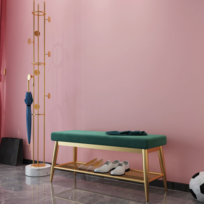 Banc d'entrée moderne banc de siège en métal rembourré avec rangement de chaussures