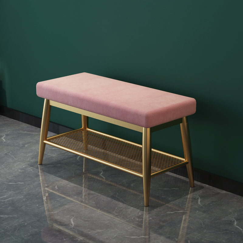 Banc d'entrée moderne banc de siège en métal rembourré avec rangement de chaussures