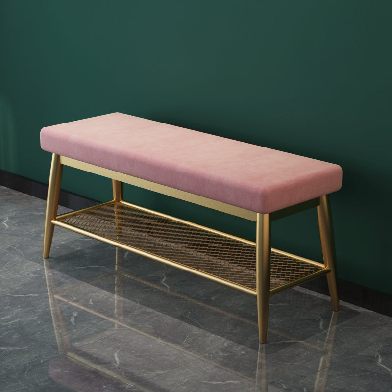 Banc d'entrée moderne banc de siège en métal rembourré avec rangement de chaussures