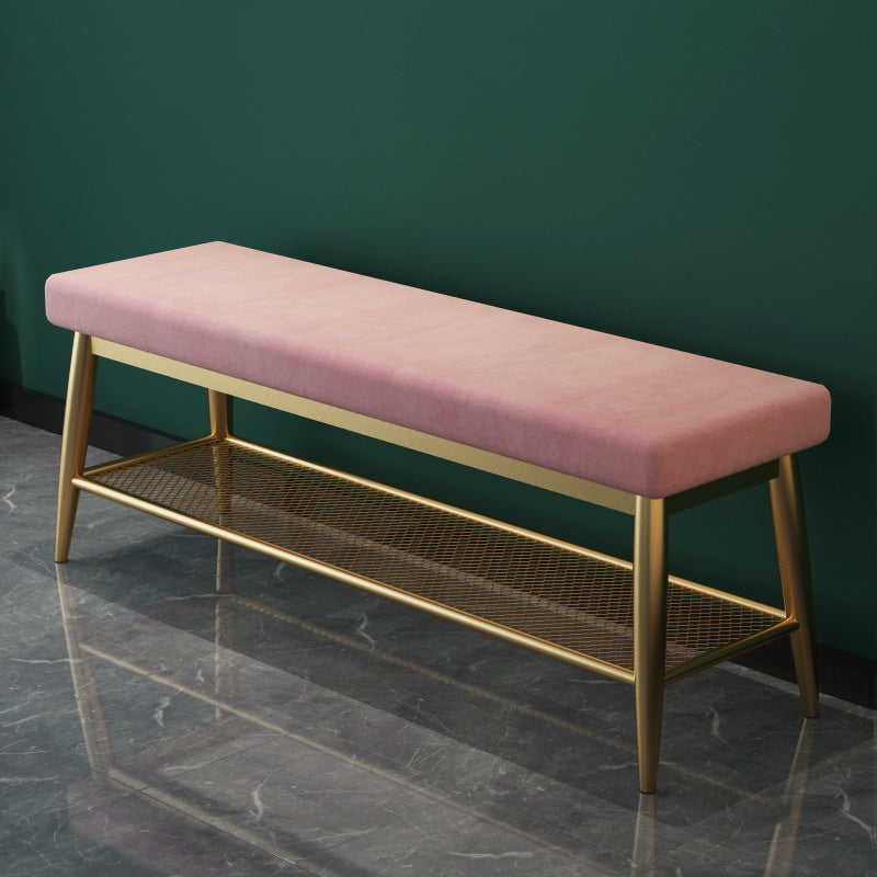 Banc d'entrée moderne banc de siège en métal rembourré avec rangement de chaussures