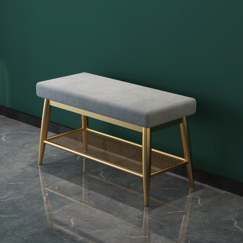 Banc d'entrée moderne banc de siège en métal rembourré avec rangement de chaussures