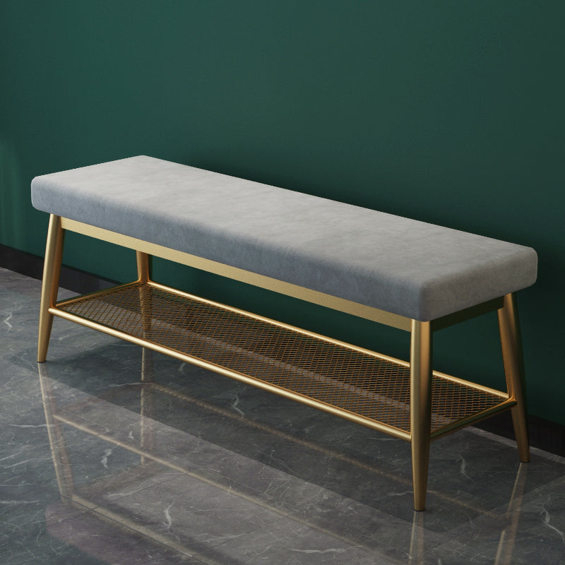 Banc d'entrée moderne banc de siège en métal rembourré avec rangement de chaussures