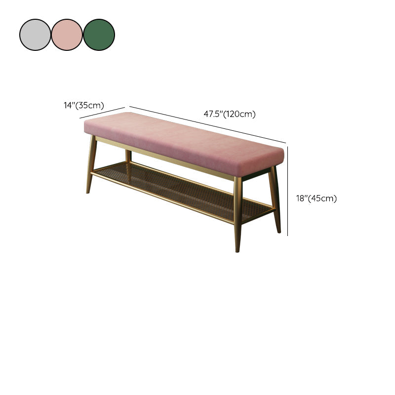 Banc d'entrée moderne banc de siège en métal rembourré avec rangement de chaussures