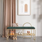 Glam Style Entryway Bench Cushioned Metal Seating Bench with Shelves