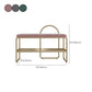 Glam Style Entryway Bench Cushioned Metal Seating Bench with Shelves