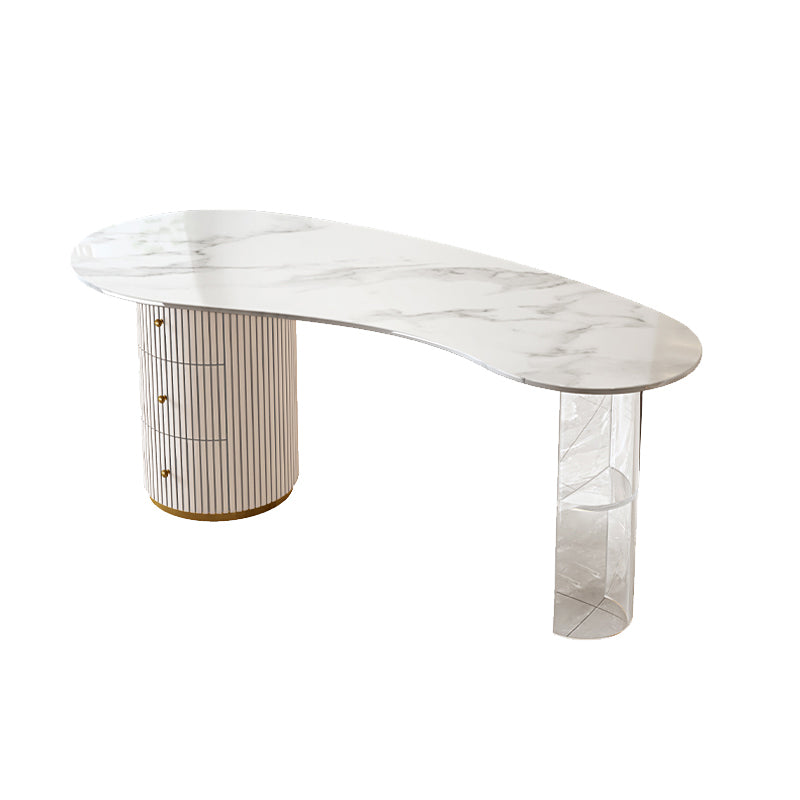 3 Schubladen Glam Office Desk Antique Finish Computer Desk mit Acrylbeinen