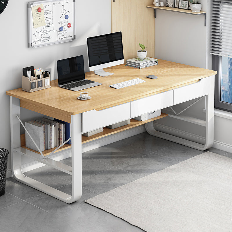 Bureau de bureau de base de traîneau moderne à écriture rectangulaire en bois avec tiroirs