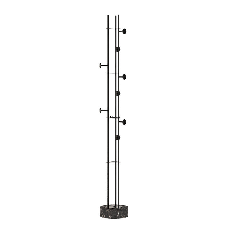 Marble Base Coat Hanger Metal Standing Entry Hall Tree with 8 Hooks Black Clearhalo 'Entry & Mudroom Furniture' 'furn' 'furn_hall_tree_coat_racks' 'Furniture' 'Hall Trees & Coat Racks' 'hall_tree_coat_racks' 7001088