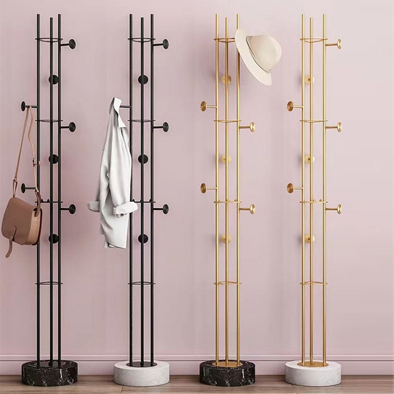 Marble Base Coat Hanger Metal Standing Entry Hall Tree with 8 Hooks Clearhalo 'Entry & Mudroom Furniture' 'furn' 'furn_hall_tree_coat_racks' 'Furniture' 'Hall Trees & Coat Racks' 'hall_tree_coat_racks' 7001091