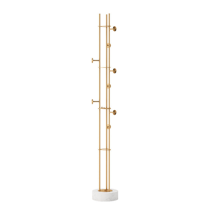 Marble Base Coat Hanger Metal Standing Entry Hall Tree with 8 Hooks Clearhalo 'Entry & Mudroom Furniture' 'furn' 'furn_hall_tree_coat_racks' 'Furniture' 'Hall Trees & Coat Racks' 'hall_tree_coat_racks' 7001092