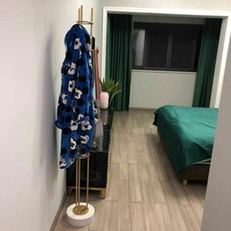 Marble Base Coat Hanger Metal Standing Entry Hall Tree with 8 Hooks Clearhalo 'Entry & Mudroom Furniture' 'furn' 'furn_hall_tree_coat_racks' 'Furniture' 'Hall Trees & Coat Racks' 'hall_tree_coat_racks' 7001097